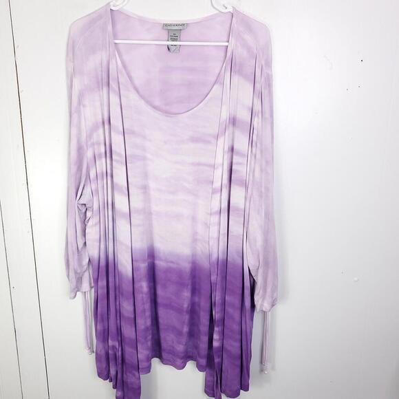 Catherines Top Womens 2X Ombré Colorblock 2 In 1 Combo Layer Cinched Sleeves - Picture 1 of 9